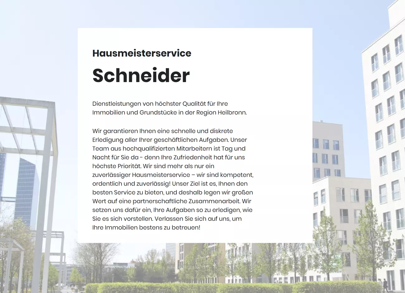 Hausmeisterservice Sindelfingen: ↗️ Schneider.kiwi - ☎️Immobilienbetreuung, Gebäudemanagement, Gartenpflege, Reinigung